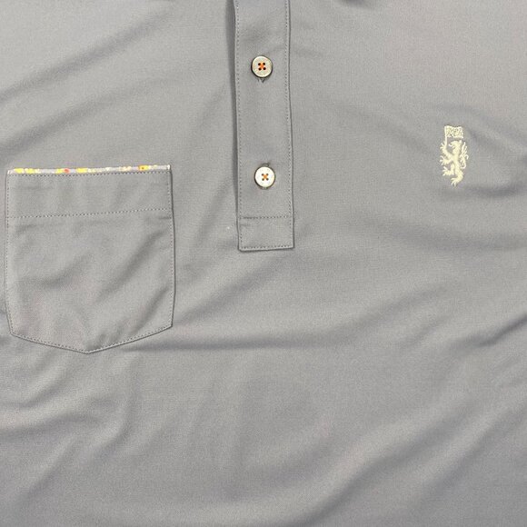 Footjoy Light Blue Golf Performance Polo Shirt Floral Print Mens Size Large - Picture 4 of 12